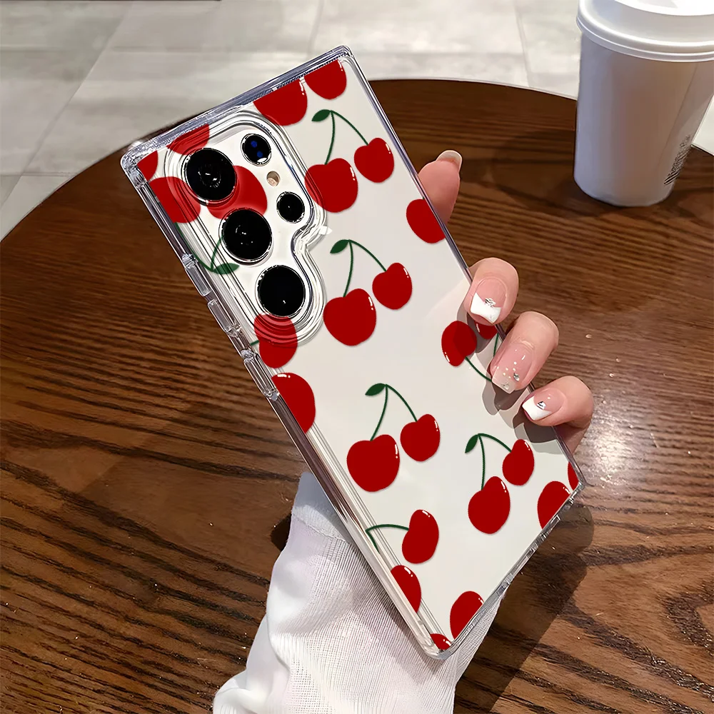 Custodia per telefono dipinta in ciliegio per Samsung Galaxy A56 5G A36 A26 A55 A16 A15 A34 A35 A33 A53 A06 A05s A05 A54 A25 A14 A13 Cover morbida