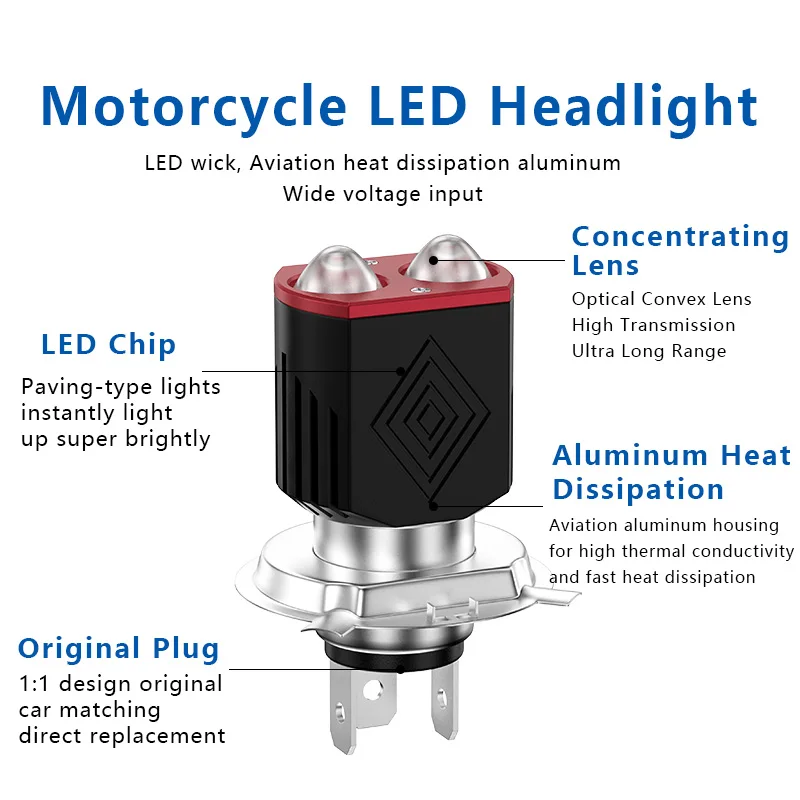 1 قطعة H4 H6/BA20D LED دراجة نارية المصباح CSP ثنائي اللون أبيض أصفر مرحبا لو شعاع عدسة للدراجات النارية العلوي سكوتر الضباب مصباح