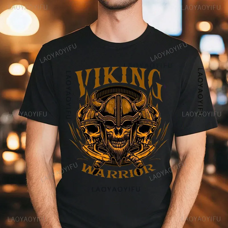 Viking Skull Tshirt Vi King Skull Medieval Celtic Warrior Valhalla Biker Gym Men T-Shirt Short Sleeve Casual O-Neck T Shirts Tee