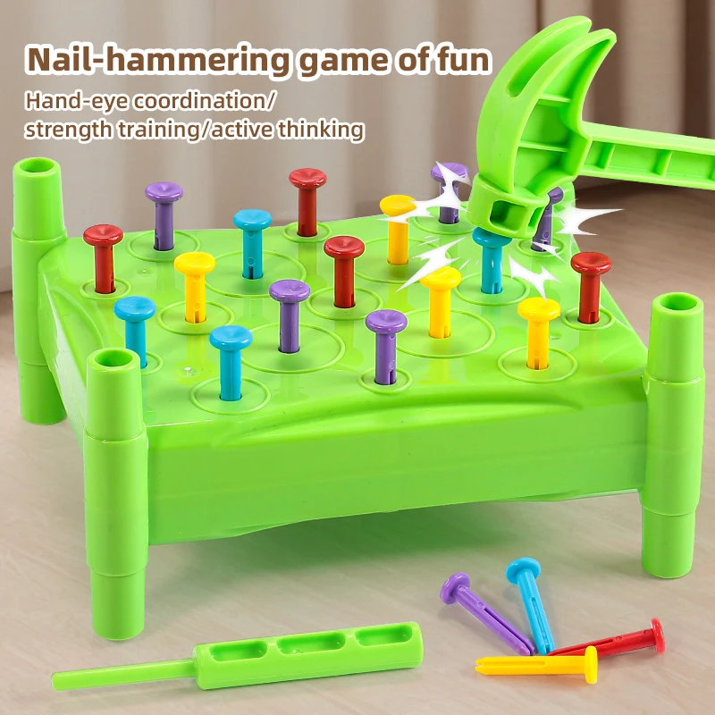 Juego de mesa de percusión KNYYSECQ para niños, rompecabezas, martillo para clavar, juguete para apilar, entrenamiento de concentración para niños