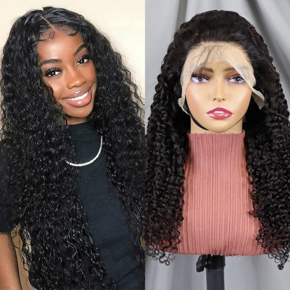

5x5 Closure Lace Jerry Curly Brazilian Human Hair 13x4 Lace Front Wigs For Black Women 200% Density Natural Color On Sale