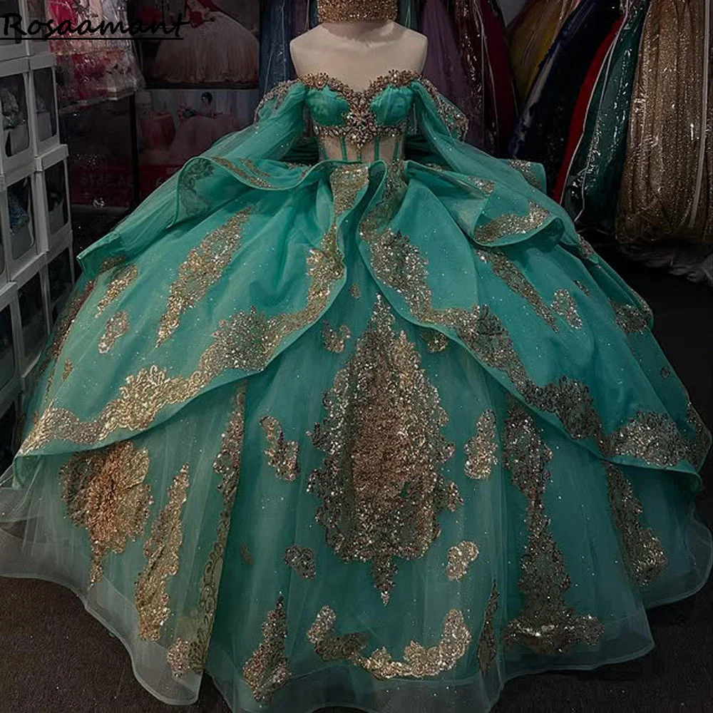 Sexy Ball Gown Mint Green Quinceanera Dress Lace Appliqued Beaded Corset Girls Birthday Dress Vestidos De 15 Años Bow image 3