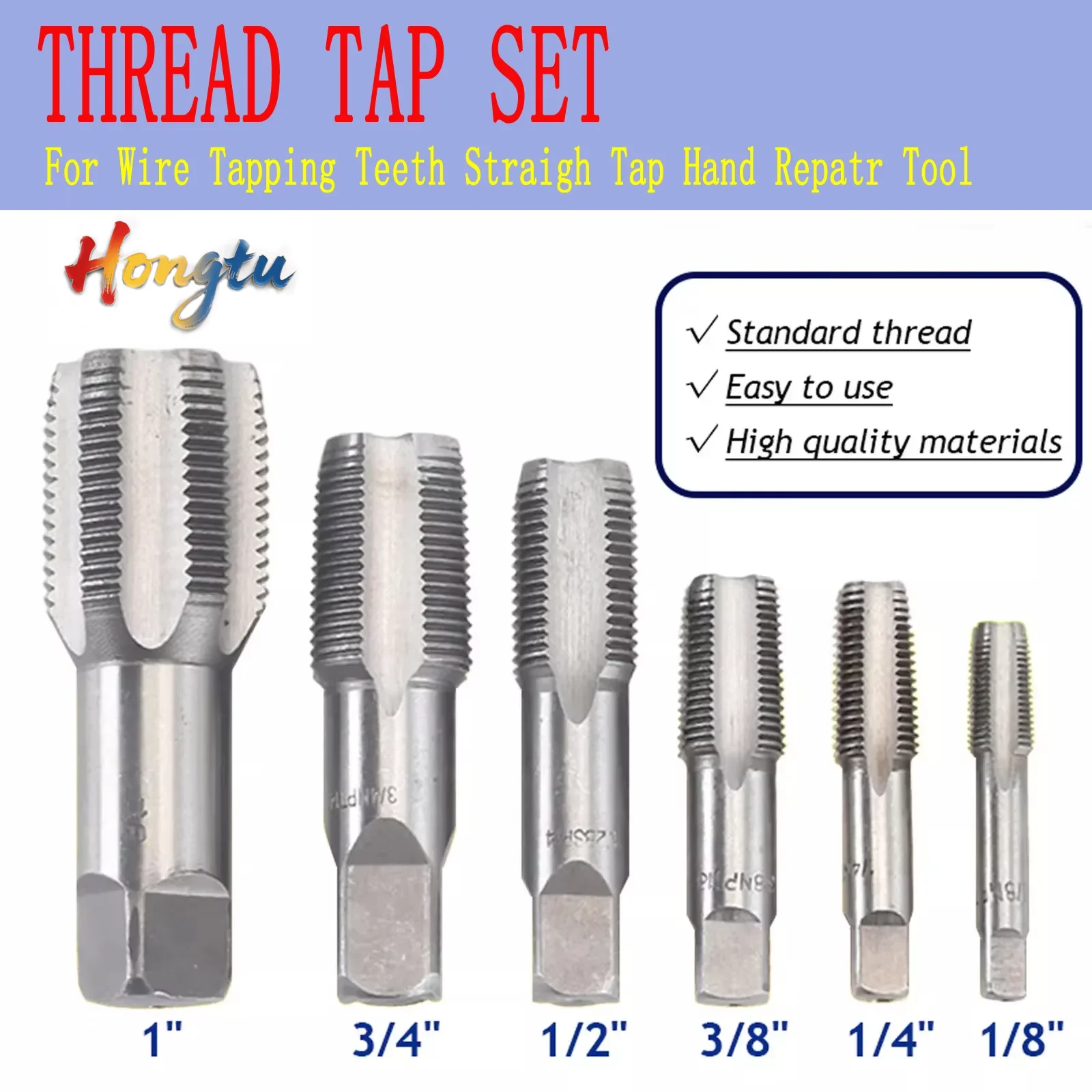 

1/2/5Pcs HSS Taper Pipe Tap Set - BSP G1/8, 1/4, 3/8, 1/2, 3/4 Sizes for Metal Thread Cutting, Cleaning & Rethreading