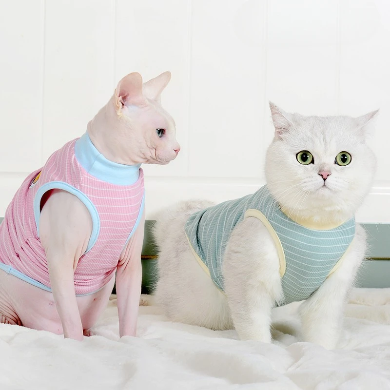 Cute Little Cat Clothes, Spring And Summer Thin Hairless Cat Pet, Blue Cat Anti Shedding Vest Customizable