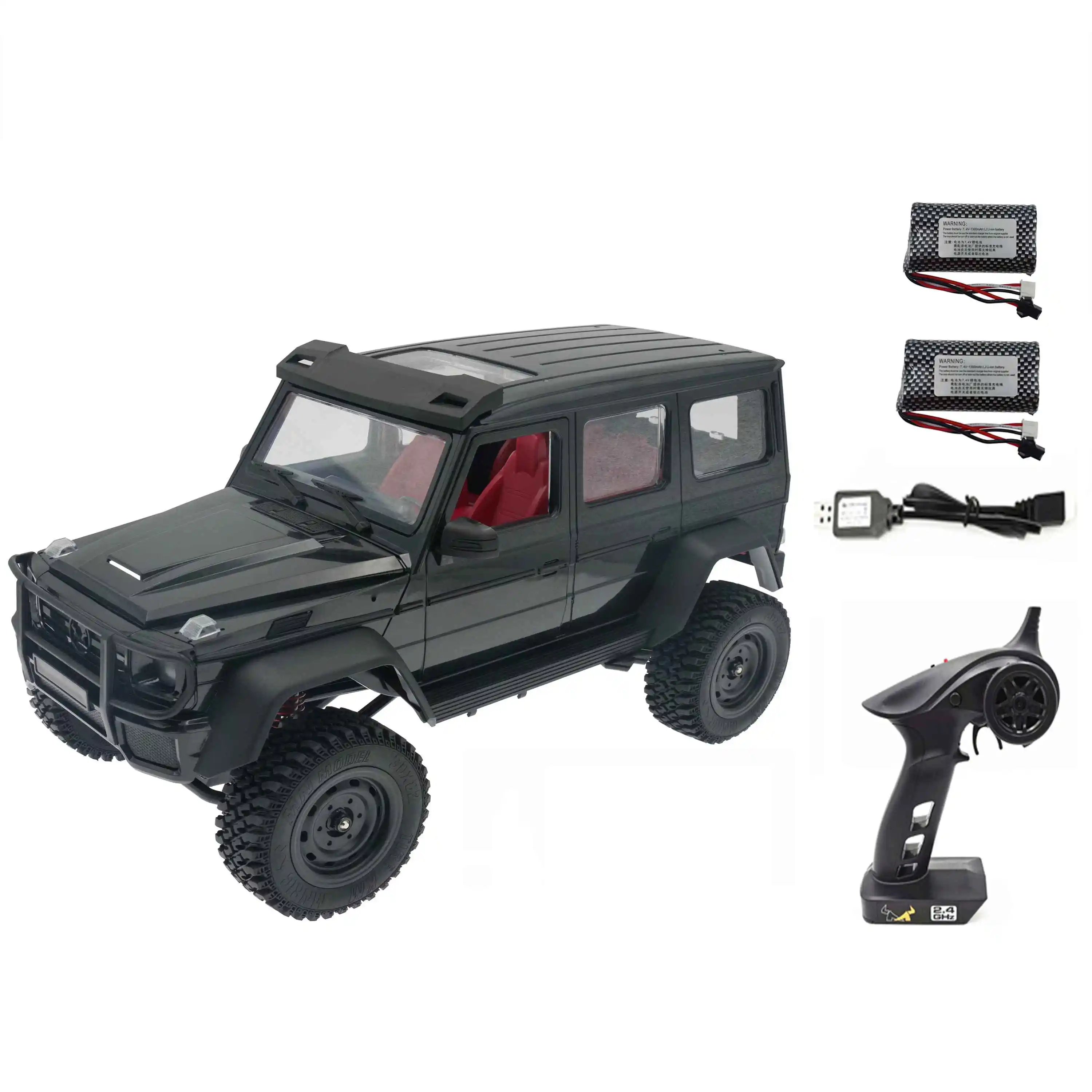 

MN86 1/12 RTR 2.4G 4WD MN G500 Crawler Off Road Truck WPL MN RC Car DIY Assembly Model Car Kit,Black(2 Battery)