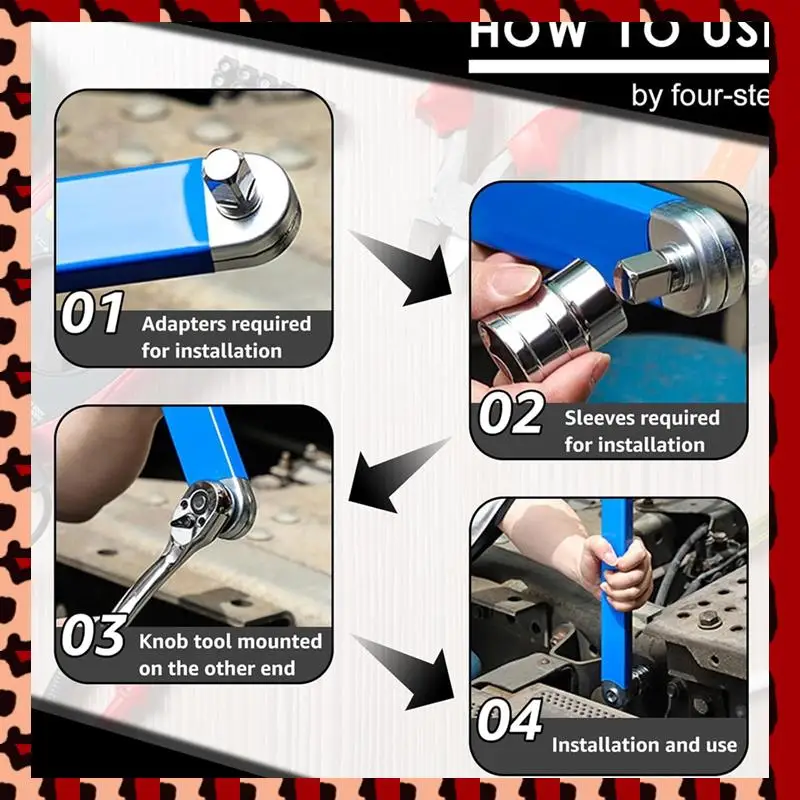 

A72P Offset Extension Wrench Extension Wrench Set Universal Zero Degree Ratchet Tool For Tight Space