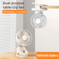 Mini Portable Dual Purpose Table Fan Clip Fan USB Charging 1800mAh Battery Wireless Air Cooling Samll Electric Ventilator