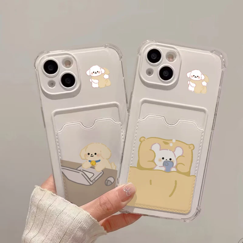 Hund Katze Paar Handyhülle für Redmi Note 14 13 Pro Plus 12S 12 11 10 Pro 12 13C 12C 10 Gehäuse Brieftasche Soft Clear Cover