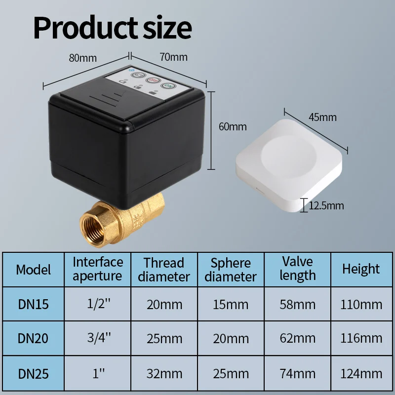 Imagem -04 - Tubulação de Água sem Fio Detector Vazamento Torneira Bola Motorizada Subterrânea Mini Sensor para Amolecimento Proteção Dn15 Dn20 Dn25 Pcs