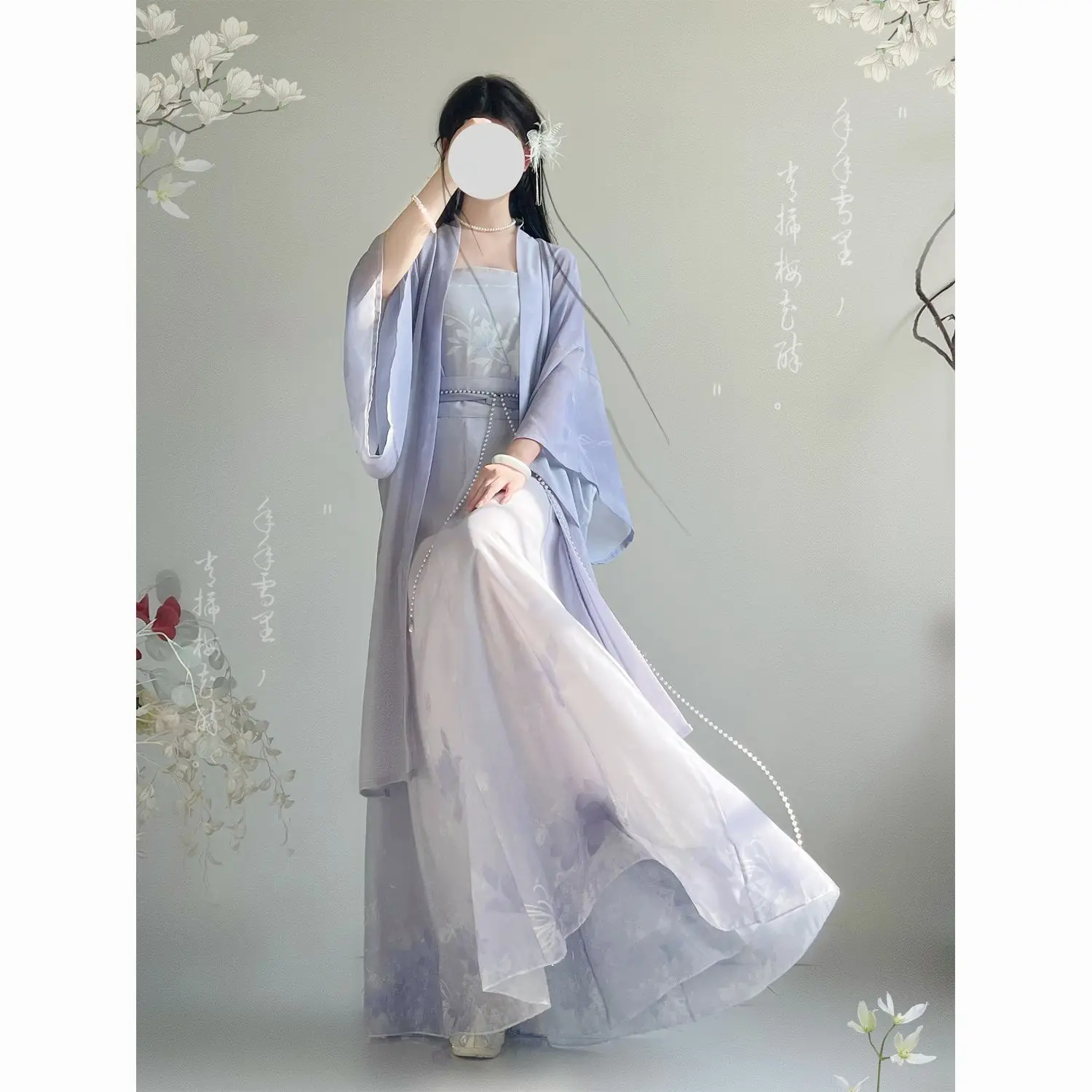 

Song Dynasty Hanfu Set - Women's Changgan Temple Design Chinese Dress Woman Drama Girl Halloween Chinese Vintage Costumes
