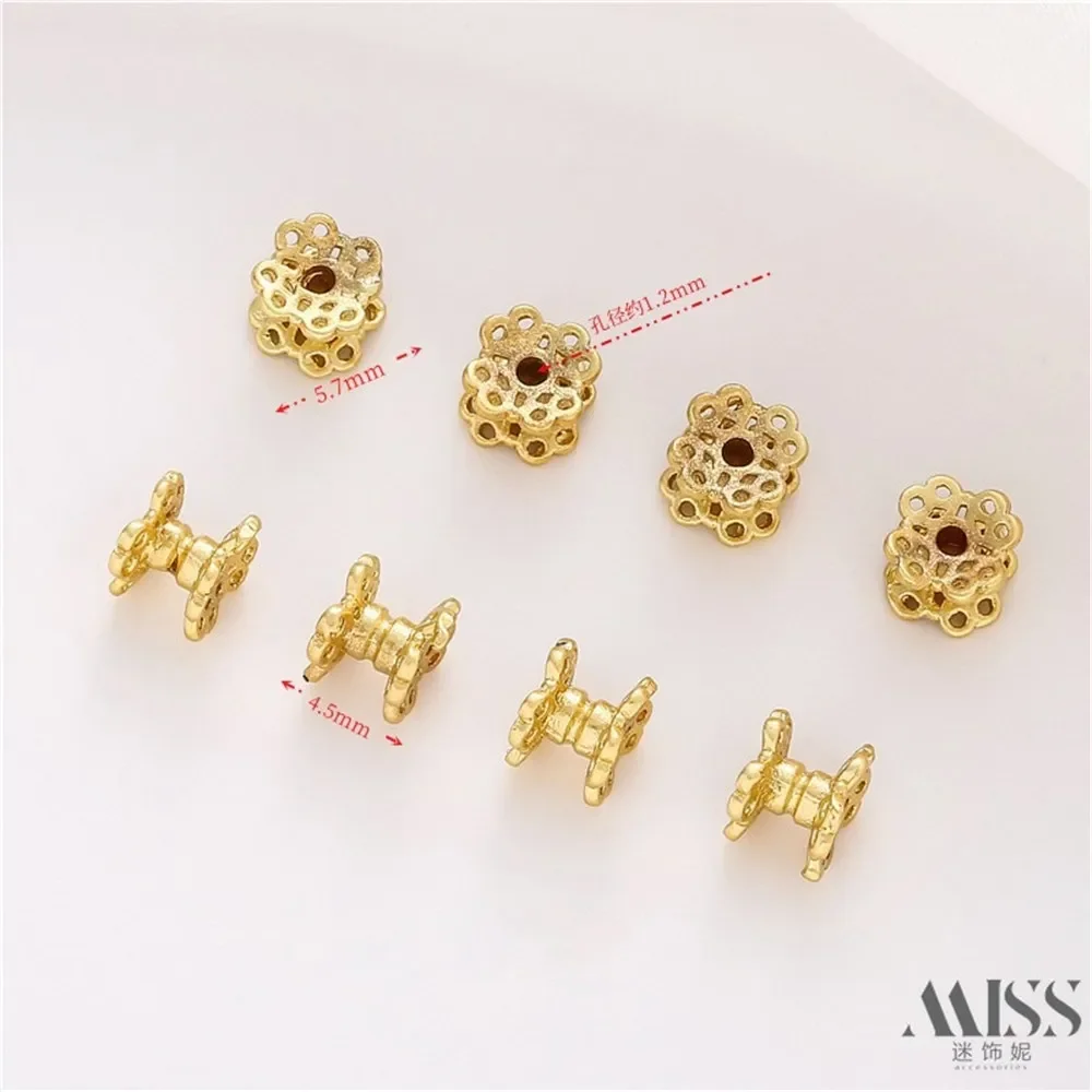 18K goud omwikkeld kleur mat goud dubbelzijdig bloemenbakje kralenbakje DIY handgemaakte kralen armband ketting sieraden accessoires