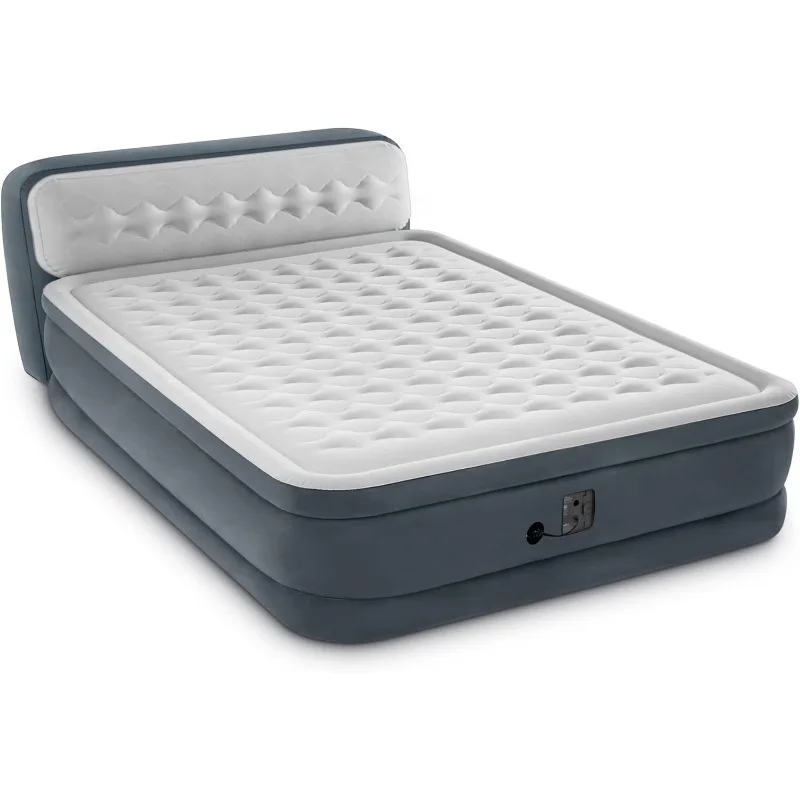 

64447ED Dura-Beam Deluxe Ultra Plush Air Mattress with Headboard: Fiber-Tech – Queen Size – Built-in Electric Pump