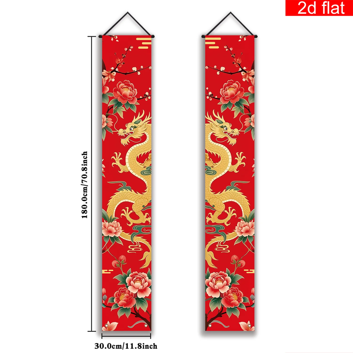 1 Paar, 2D flach, 2026 Chinesisches Neujahrsfest, Jahr des Pferdes, Fröhliches Partybanner mit chinesischem rotem Laternenmotiv, Heimdekoration, mit – Detail 3