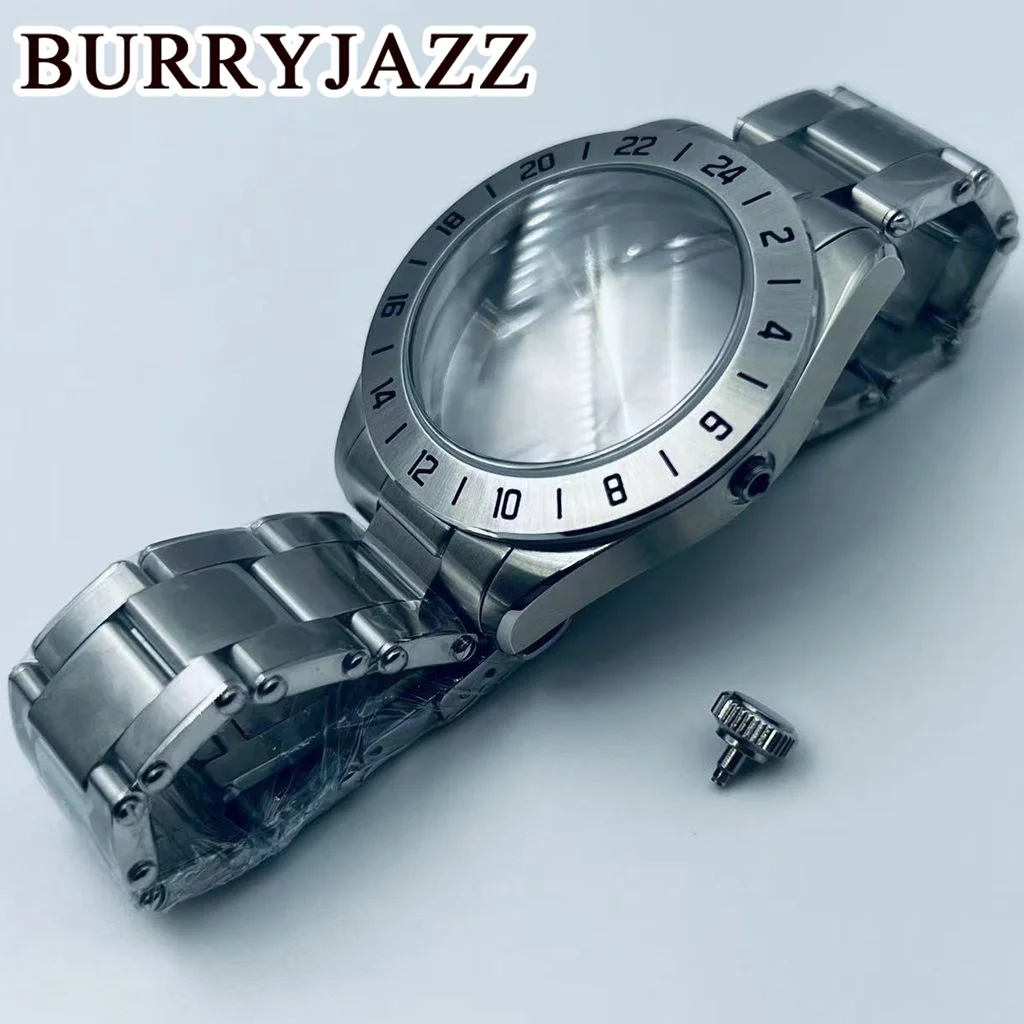 Imagem -04 - Burryjazz Waterproof Stainless Steel Ver Case Sapphire Glass Silver Solid Nh35 Nh36 Nh34 Nh38 Nh70 Nh72 38.8 mm