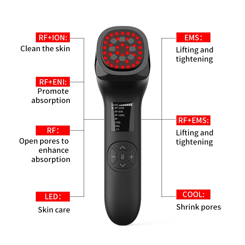 Beauty Face Skin Light Therapy Wrinkle Lifting Massager Radio Frequency Facial EMS Tightening Skin Rejuvenation Machine