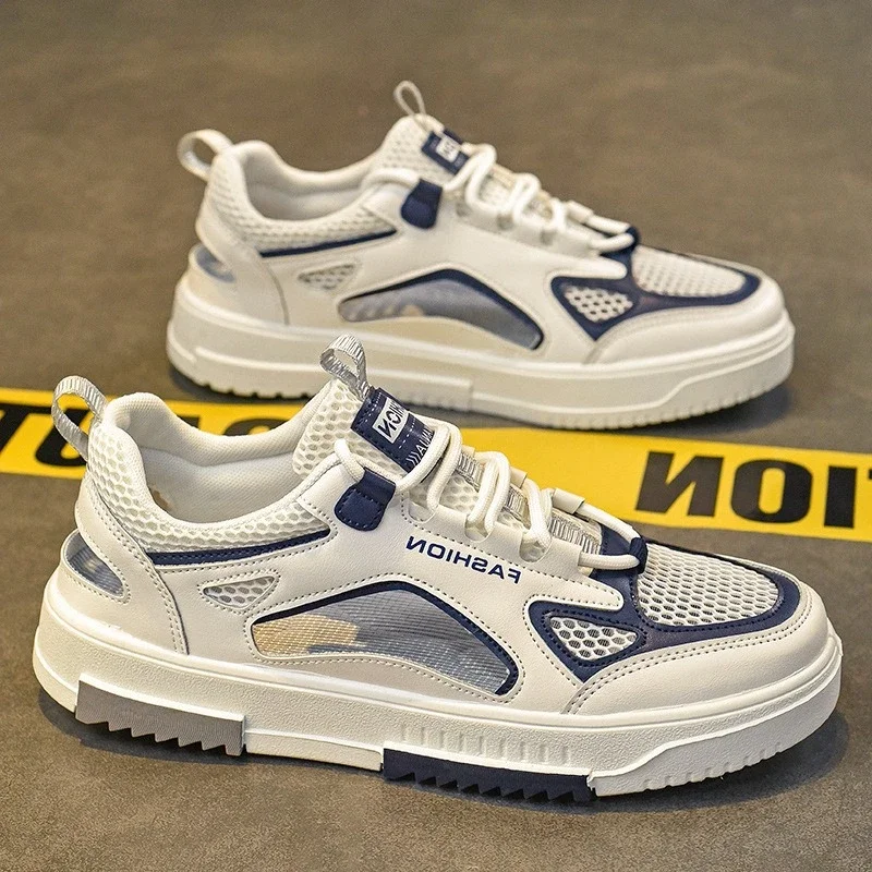 Дышащая мужская вулканизированная обувь, уличные кроссовки на шнуровке, новые летние удобные мужские сандалии, повседневные сетчатые кроссовки