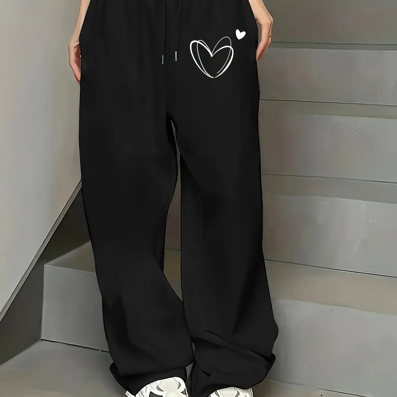 

Женские повседневные брюки с завышенной талией, модные широкие брюки в стиле хип-хоп, подходят для взрослых, ткань, зимний сезон