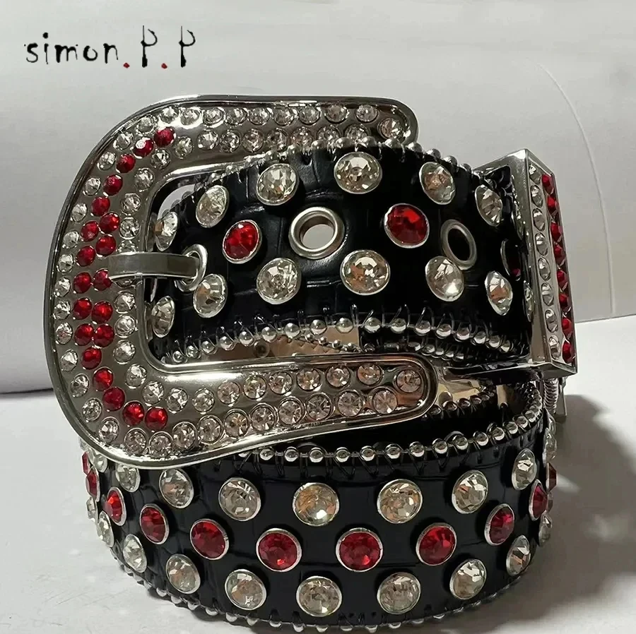 

Red Designer Bb Belt Simon Belts For Men Women Belt Black Waistband Multicolour With Bling Rhinestones As Gift C32