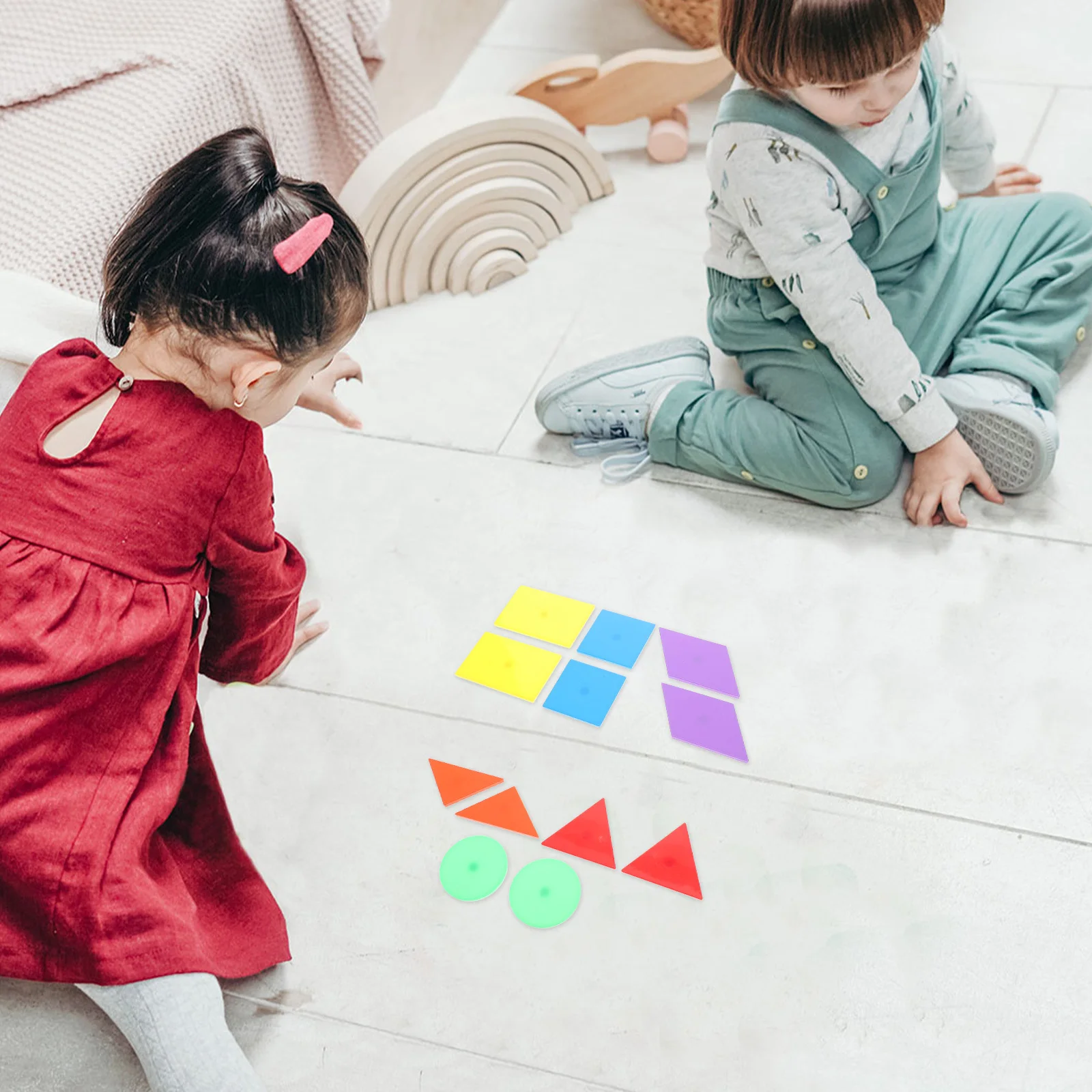 12Pcs Magnetic Geometry Learning Pack Kids Shapes Sorting Educational Plate Preschool Sensory Development Set Shape Matching