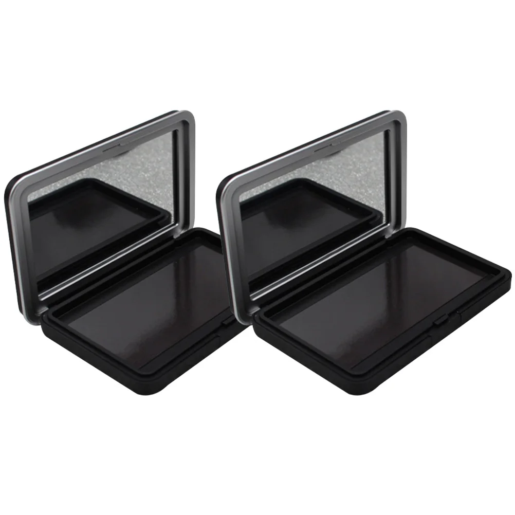 

2Pcs Eyeshadow Box Empty Compact Case DIY Empty Eyeshadow Cases Makeup Containers Matte Black Square Mirror Travel Storage