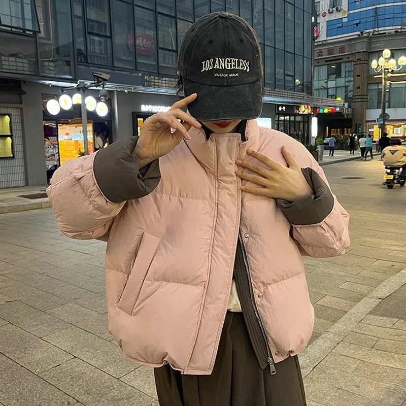 Trendy winterwarme jas Dames patchwork korte jas Parka's Luxe designkleding Lange mouw Rits Bovenkleding Pufferjack