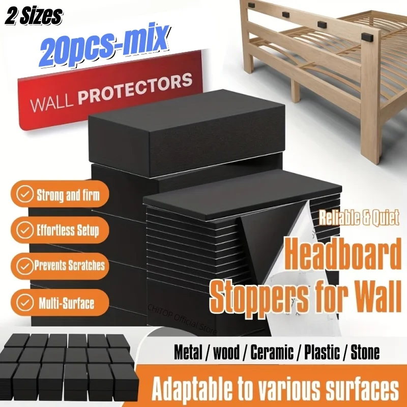20PCS Furniture Pads,EVA Foam Self Adhesive Wall Protectors,Headboard Stoppers,Anti Vibration Cushioning Bumpers for Bed Sofa