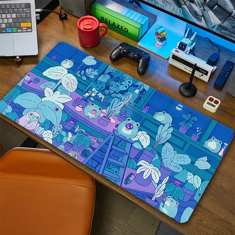 Grande Planta Roxa Grama Mouse Pad, Tapete De Rato Gamer, Tapetes De Mesa Bonitos Kawaii Cartoon, Almofadas De Teclado De Jogos De Computador