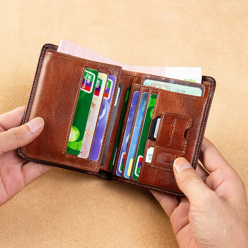 High Quality Genuine Leather Wallet Digital Currency Bitcoin Printing Card Holder Male Short Purses BK1003