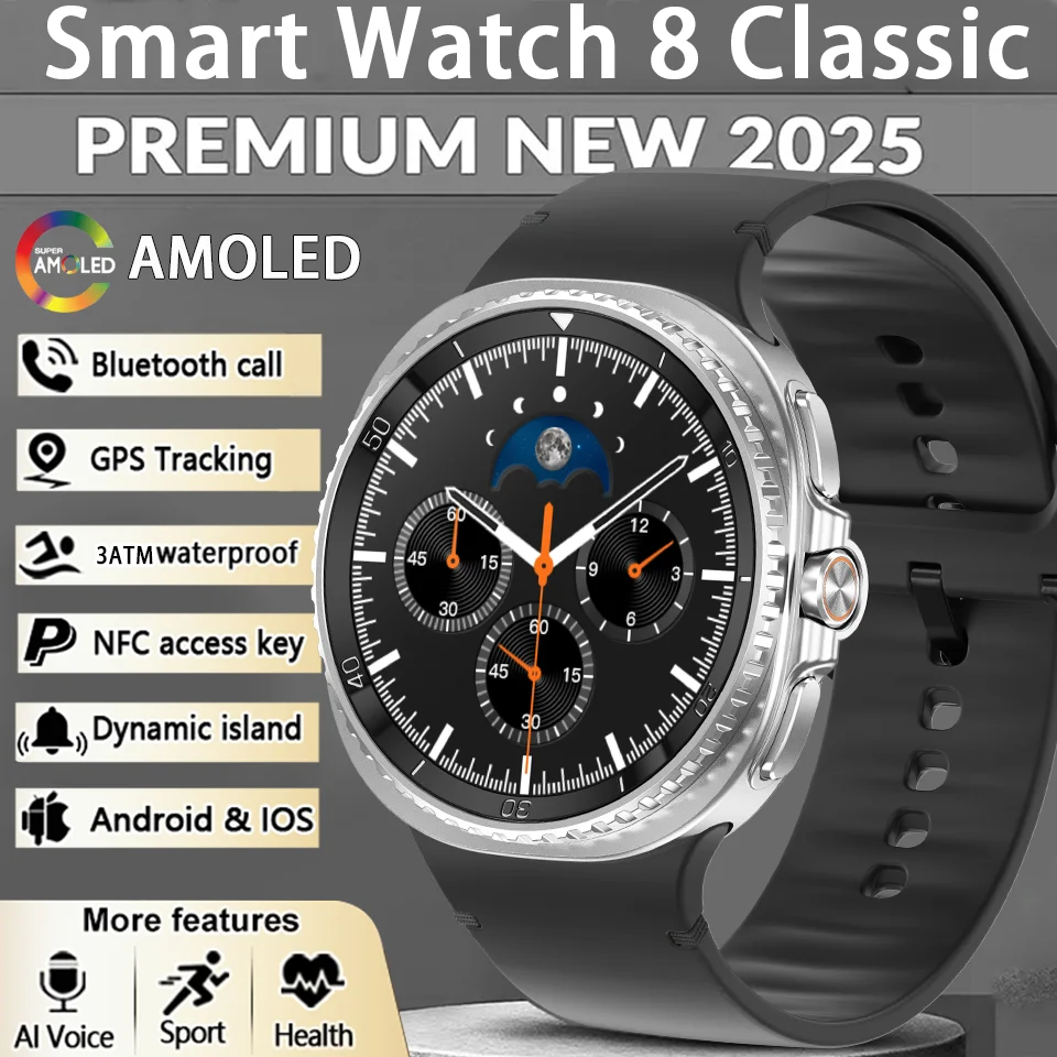 

Original Watch 8 Classic Smartwatch 2026 Ultra HD Screen ChatGPT GPS NFC Compass Clock Bluetooth Call Waterproof Watch Men Women
