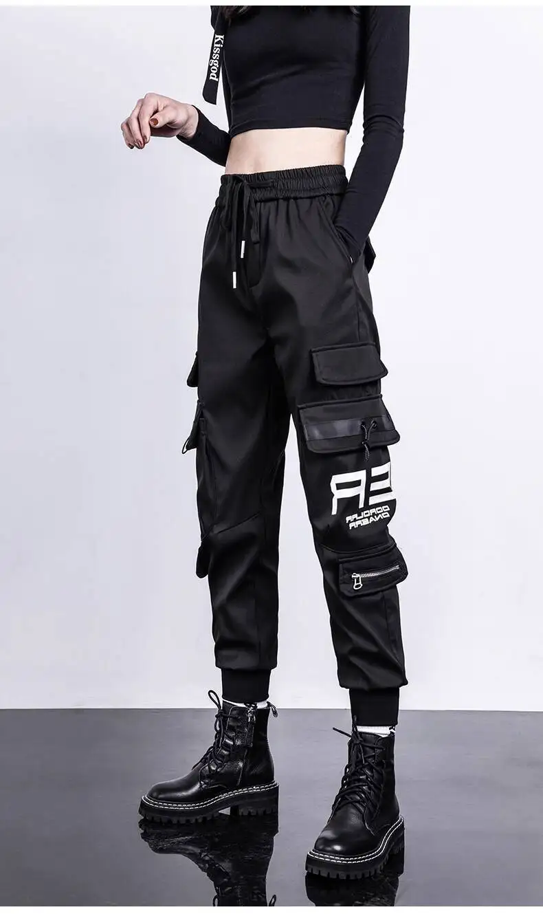 HKSH Women Tide Cargo Pants Casual Loose Trend American Pockets Safari Style Overalls High Street Foot Binding Hiking Ins HK3902