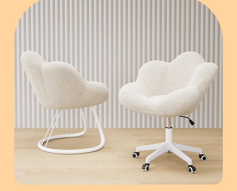 

Makeup chair girls bedroom light luxury cream wind rotating makeup stool petal back chair