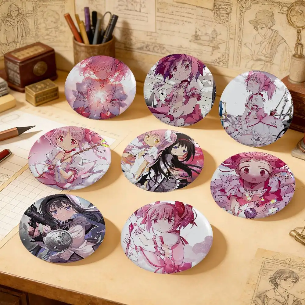 Puella Magi Madoka Magica Minimalist Exquisite Tinplate Brooches: Sleek Badge Lapel Pins for Bag Practical Souvenir Gifts