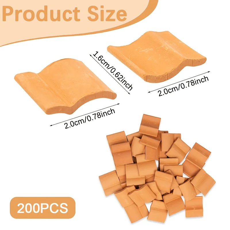 200Pcs Mini Clay Roofing Tile Model Set Realistic Miniature Roof Tiles DIY Artificial Landscape For Shed Kitchen Garden 3D Build