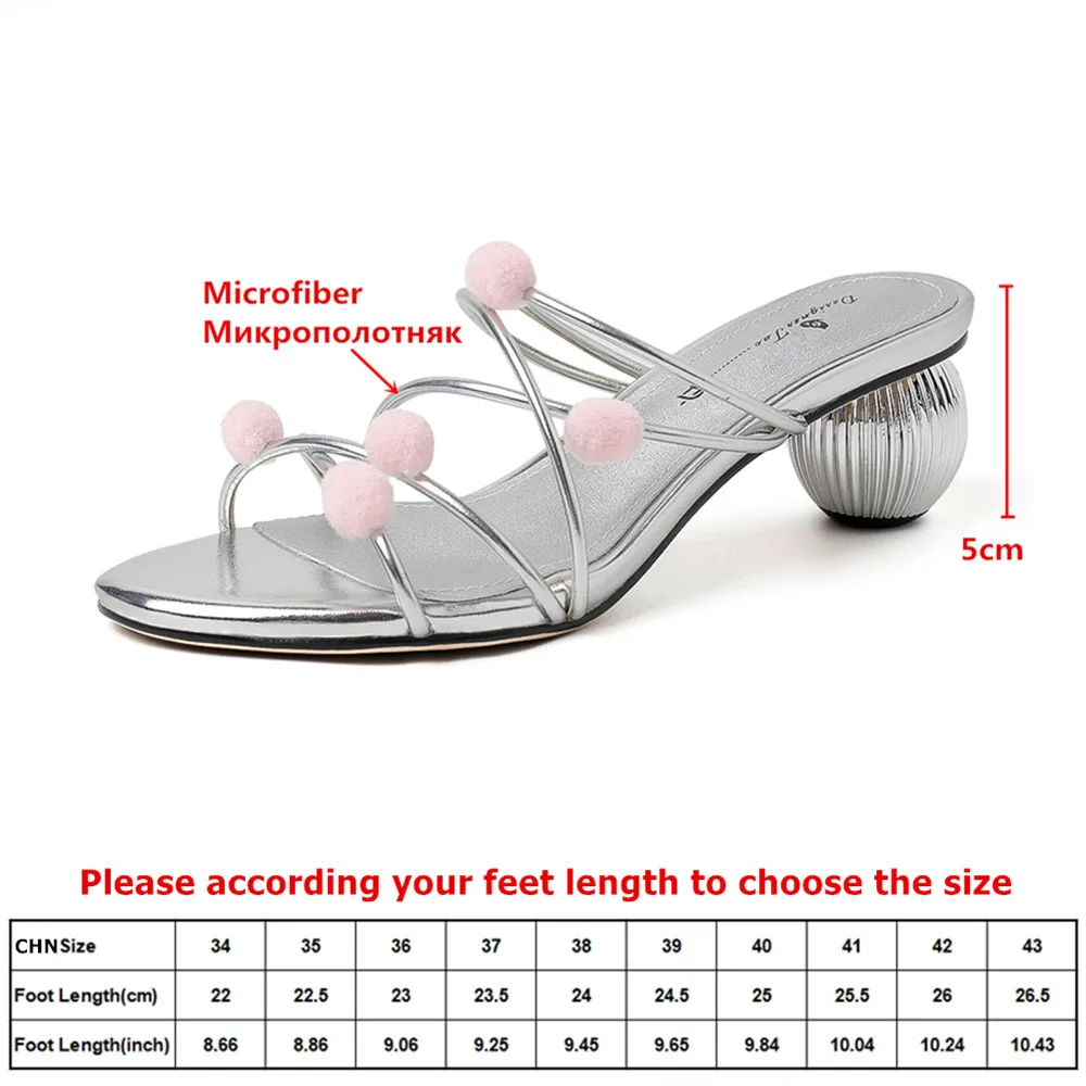 MILI-MIYA Women's New Colored Ball Strap Sandals With Microfiber Upper Round Toe Thick Heel Big Size 34-40 Dress Party Summer