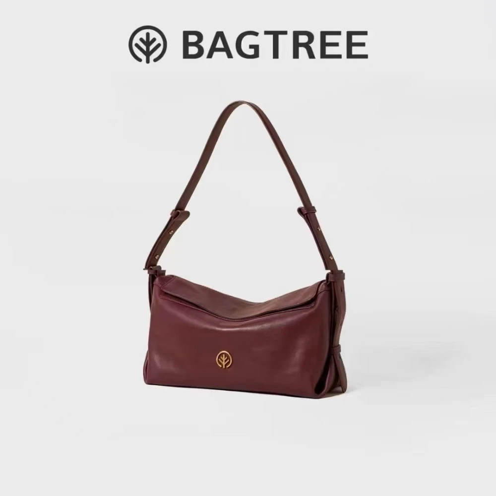 BAGTREE Milk Box Bag Small Size Vegetable-Tanned Leather Shoulder Bag Crossbody Tote Hobo Bag