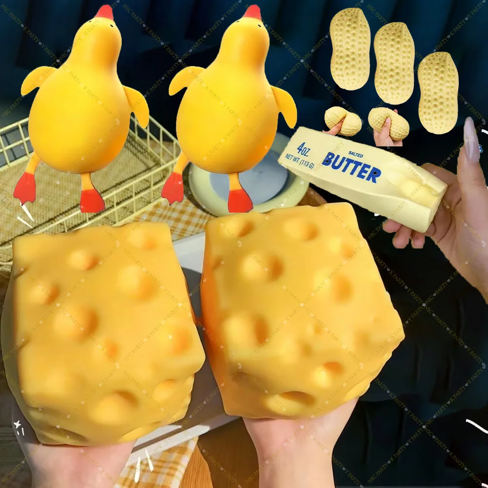Squishy Simulationskäse-Ente Erdnussbutter-Ball Quetschspielzeug Langsam Rückfedernd Stressabbau Entspannung Party-Geschenke Lustiges Geschenk Deko