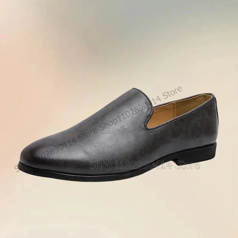 

Gray Matte Leather Sewing Design Penny Loafers Fashion Slip On Men Shoes Luxurious Handmade Party Feast Banquet Men Dress Shoes