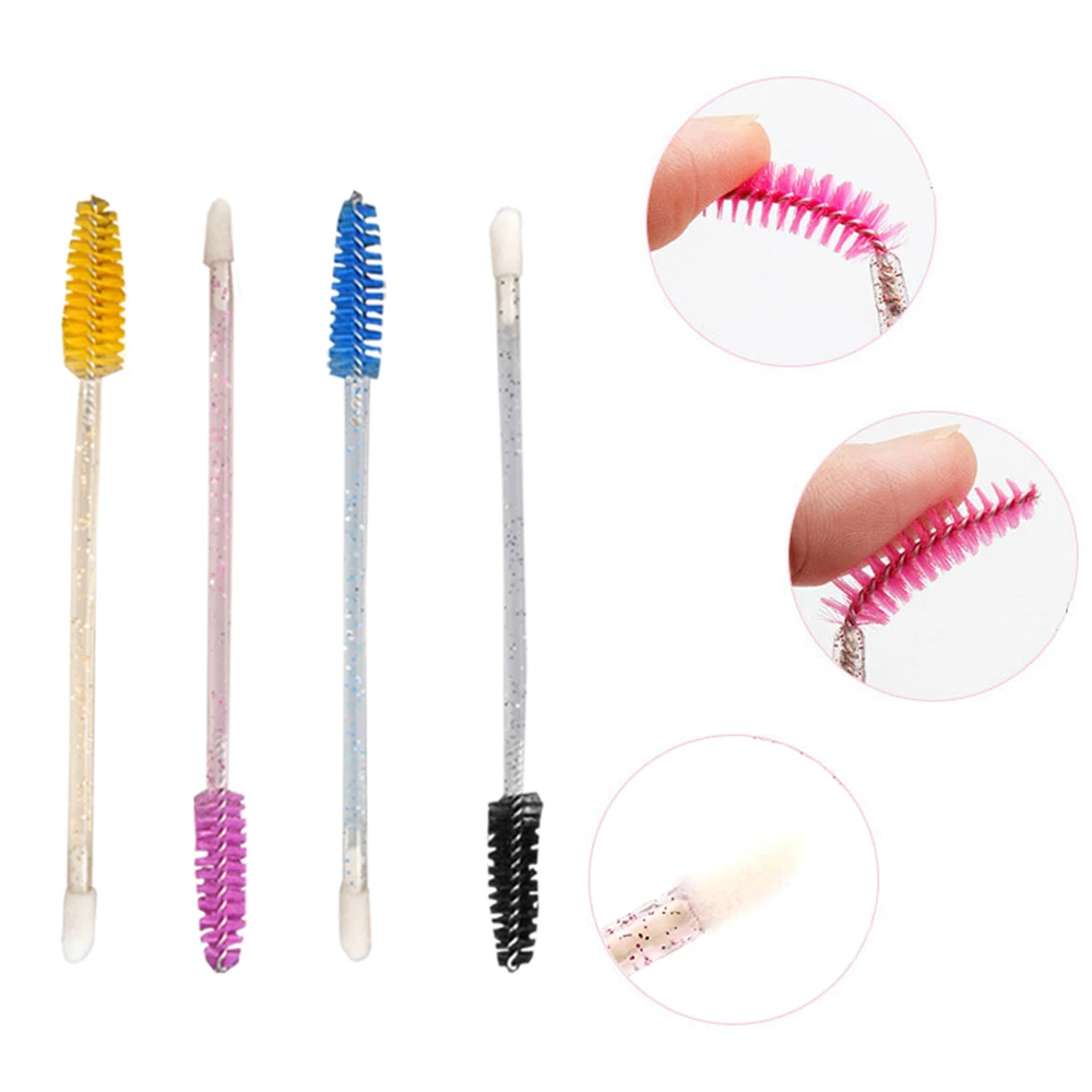 50PCS Disposable Eyelash Brushes Double-headed Mascara Cleaning Brush Microbrush Lip Brush Applicator Makeup Clean Remover Tool