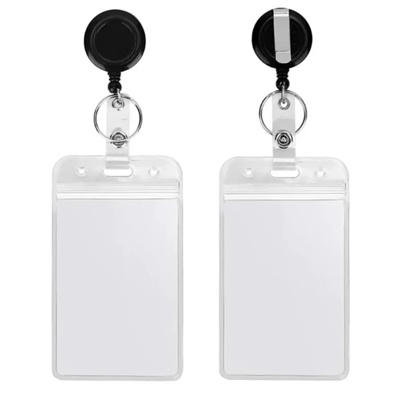 

(NEW) ID Working Card Cover Case Chest Tag Work Pass Card Sleeve Withretractable Badge Reel Lanyard