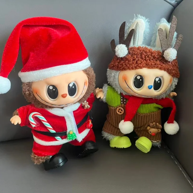Ubranka dla Labubu, pasujące do Labubu V1 V2 V3, świąteczny zestaw renifera, czerwone ubrania Labubu, świąteczny prezent modowy.