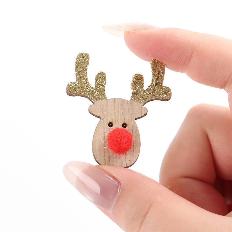 

(6PCS/bag) 3.36X4Cm New Year Sparkling Pink Nose Elk Decoration Christmas Tree with Happy New Year Celebration