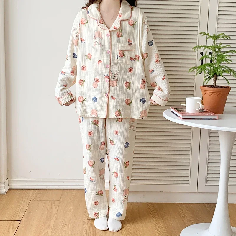 100% Cotton Double Gauze Maternity Nursing Sleepwear Set Spring Summer Lacation Breastfeeding Pajamas Pregnancy Home Hospital