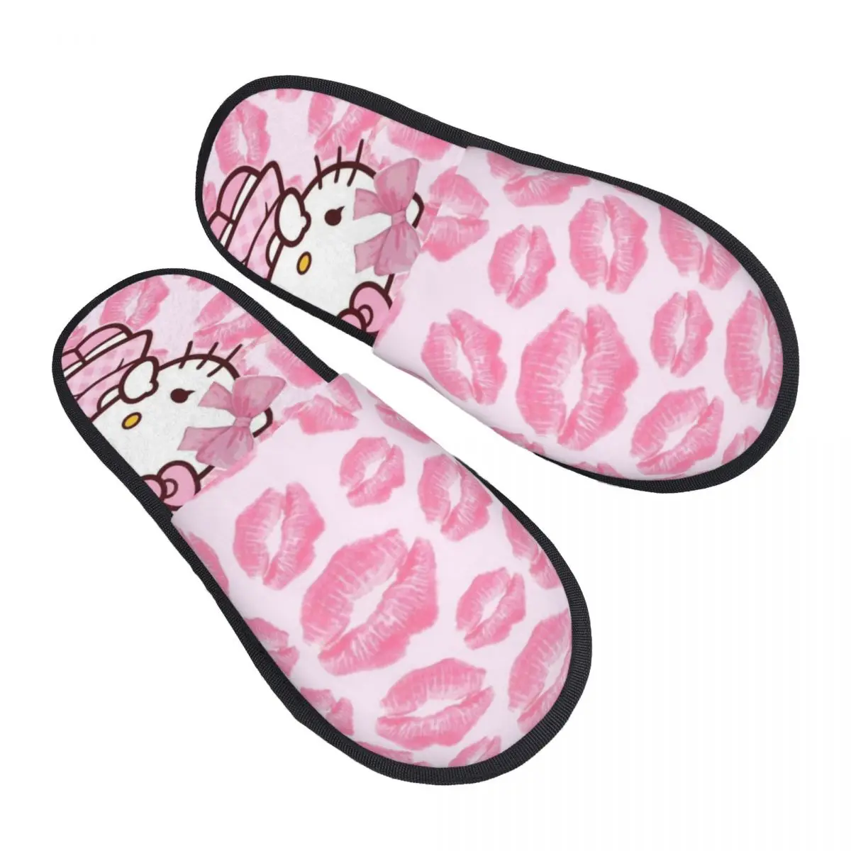 

Изготовленные на заказ тапочки из пены с эффектом памяти Hello Kitty, женские мягкие теплые домашние тапочки