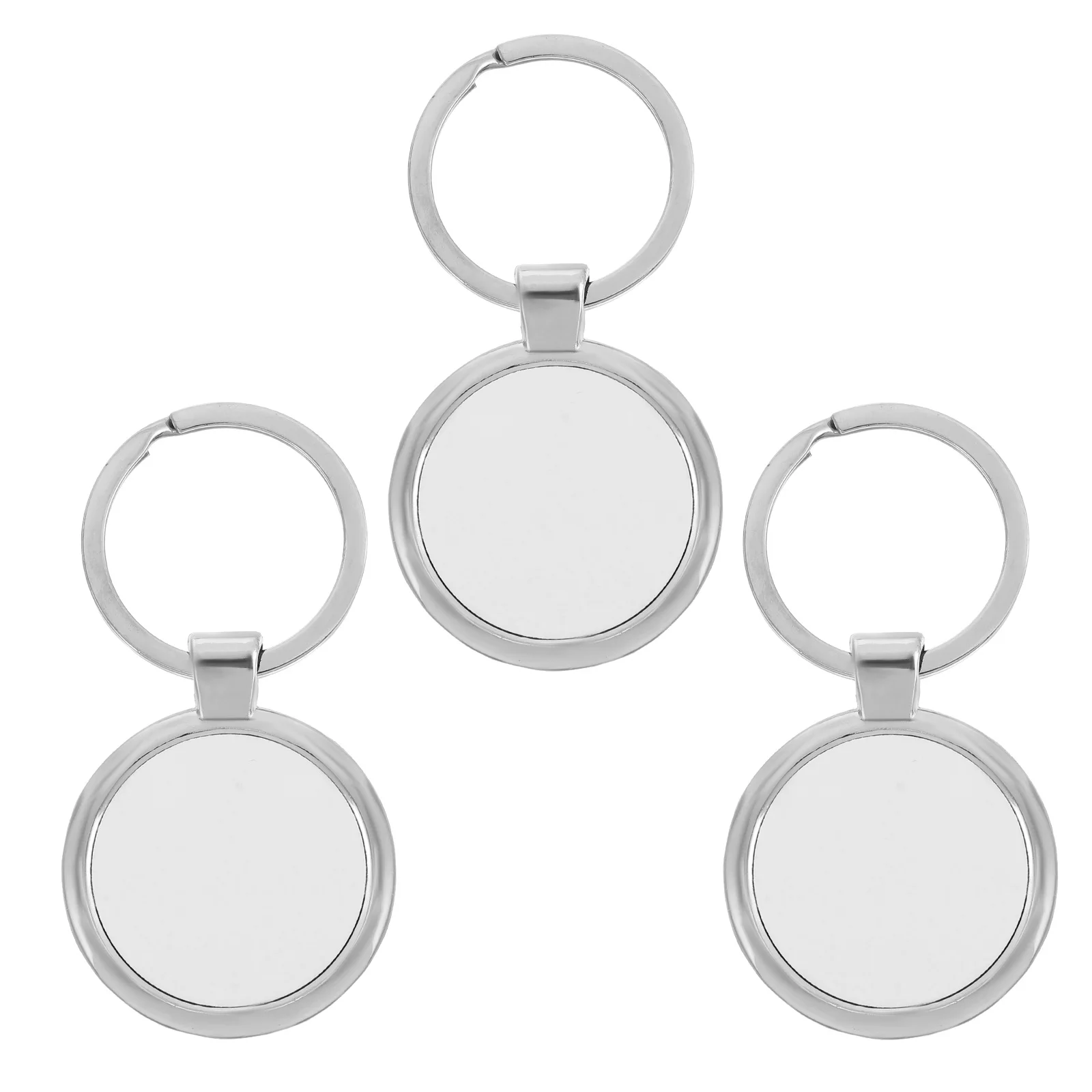 

3 Pcs Metal Keychains Sublimation Blanks for Heat Transfer Custom Photo Keychain Gifts Round Shape Key Ring Accessories