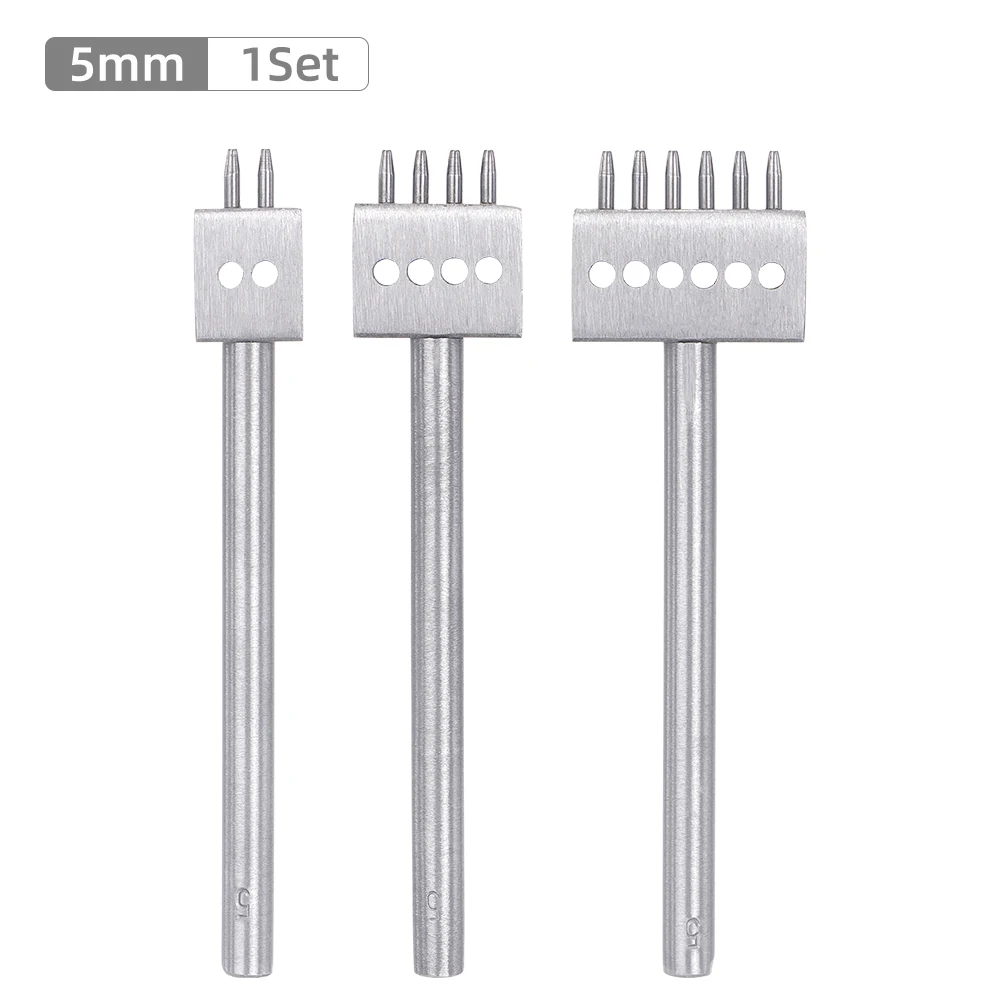 3 stks/set Professionele DIY Lederen Ponsen Sterven, Handmatige Perforator voor Leer Handwerk, Multi-Ronde Ponsen Sterven Tool Set
