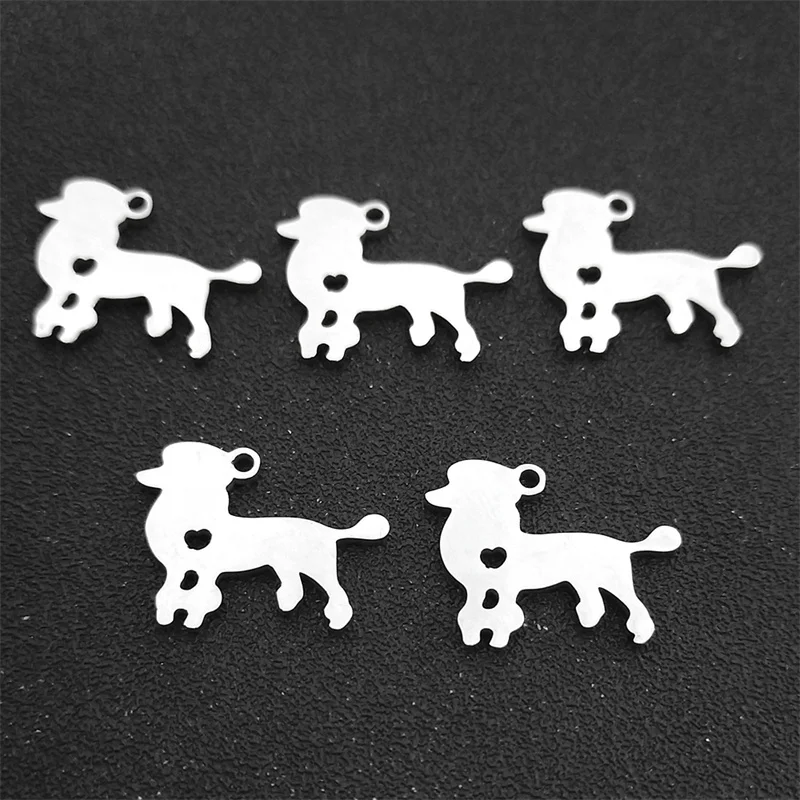 Stainless Steel Poodle Dog Charms Pendant For DIY Jewelry Making Finding Accessories Bracelet Earrings Handmade Necklace 1932-3