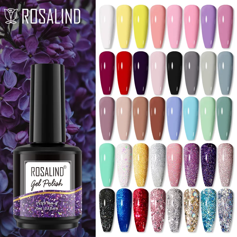 

ROSALIND 59 Colors Gel Nail Polish White Gel UV Nail Matte Base Top Gel UV vernis semi permanent Gel Polish Paint 15ml Nail Art