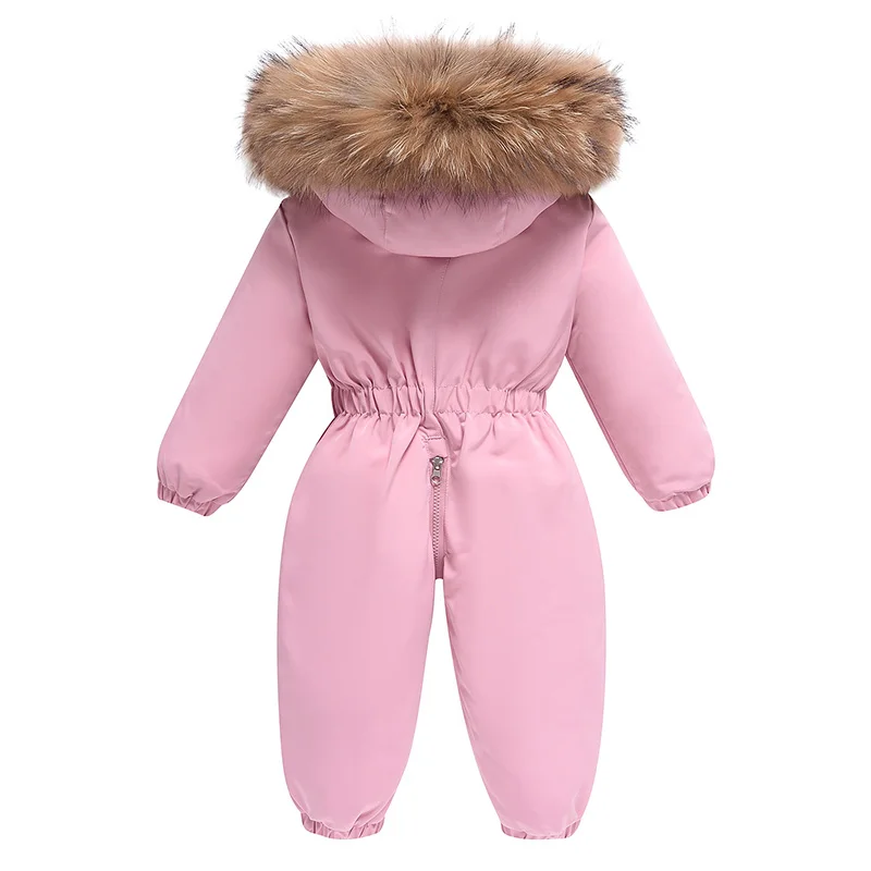 2023 Russia Winter Jumpsuit for Kids Boys Girls Fitted Waist Overalls Children Thick Ski Suit Down Jacket Parkas Baby Snowsuits