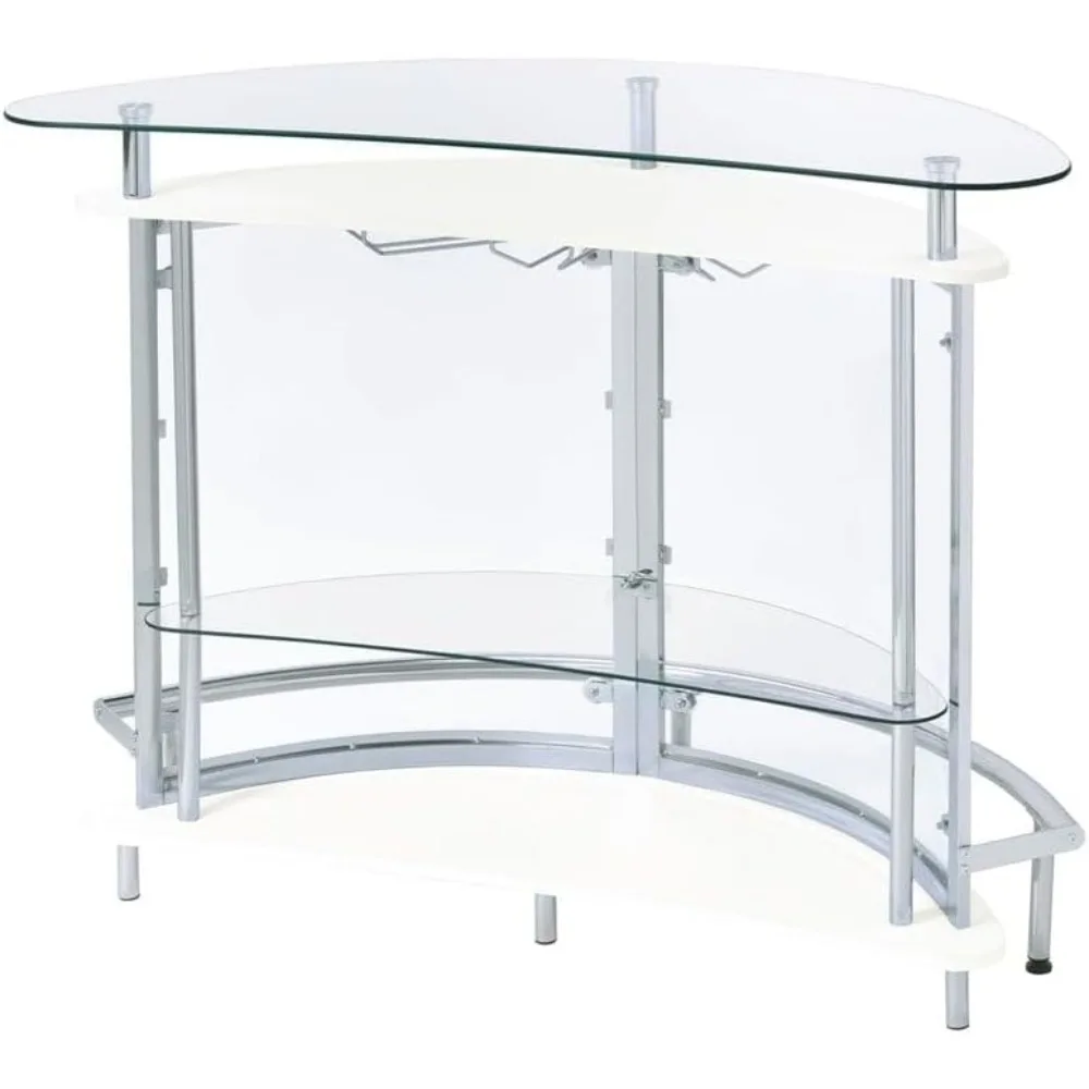 Metal Contemporary Home Bar Unit with Clear Acrylic Front