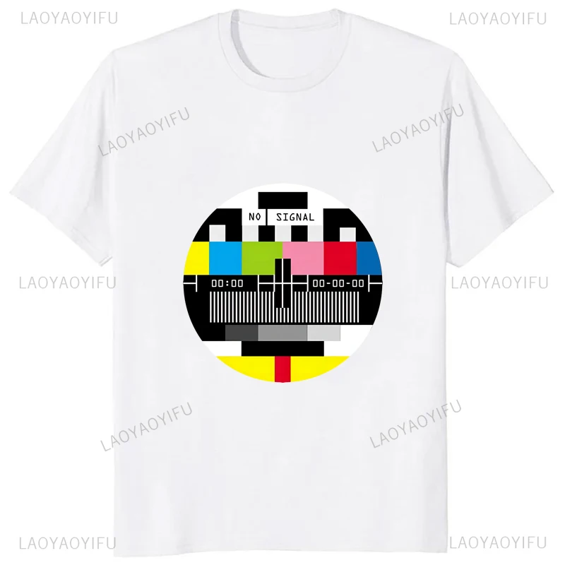 Funny Printed Color TV Signal Test Diagram T-shirt Casual Fashion Streetwear Harajuku Man T Shirt Loose Hipster Hip Hop Lady Tee